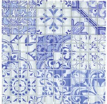 Mozaïekmat met blauw-witte patronen