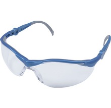 Veiligheidsbril met heldere glazen en blauw montuur