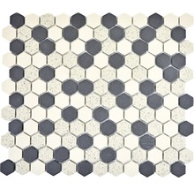 Mozaïektegels met zeshoekig patroon in twee kleuren