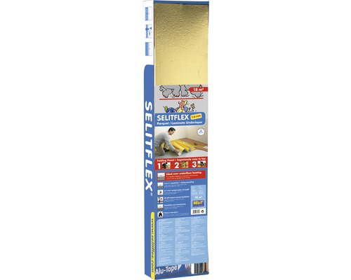 Verpakking van de Selitflex parket- en laminaatondervloer met aluminium tape