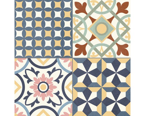 Tegels met verschillende geometrische en bloemmotieven