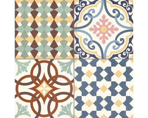 Tegelpatroon met geometrische en florale ontwerpen