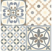Tegelpatroon met bloem- en geometrische motieven