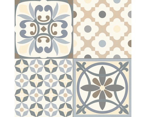 Tegelpatroon met bloem- en geometrische motieven