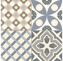 Tegelpatroon met geometrische en bloemmotieven
