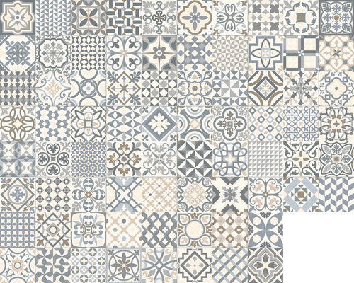 Patroon van verschillende tegels met geometrische en bloemmotieven