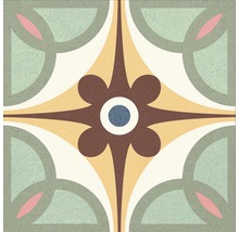 Decoratieve vloertegel met geometrisch en bloemmotief