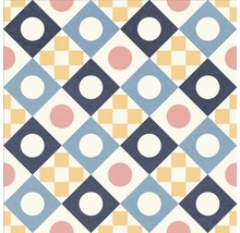 Decoratieve tegel met geometrisch patroon van vierkanten en cirkels