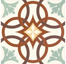 Decoratieve tegel met geometrisch patroon van cirkels en bladvormen