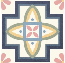 Decoratieve vloertegel met geometrische en florale patronen