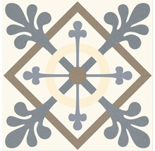 Decoratieve tegel met bloemmotief en geometrische vormen