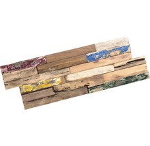 Decoratiepanelen van gerecycled hout met kleuraccenten