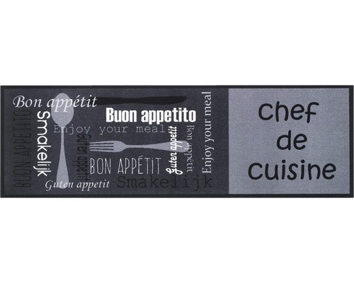 Deurmat met prints van bestek en citaten over eten