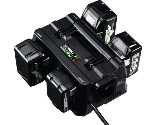 HIKOKI Multilader UC18YTSLW0Z 14.4V/18V/multivolt (excl. accu's) HiKoki oplader met vier lithium-ion batterijen
