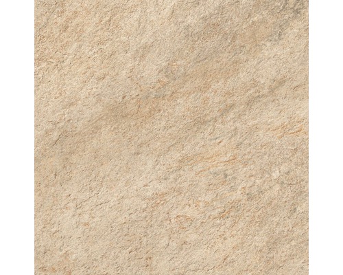 Close-up van een beige vloertegel met een matte afwerking.