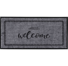 Deurmat met de tekst 'Hello welcome' en bladmotief.