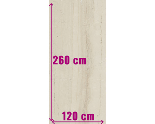 Tegel met afmetingen van 260 cm bij 120 cm