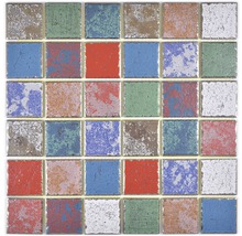 Mozaïektegelpatroon met verschillende kleuren en texturen voor wand- en vloerdesign