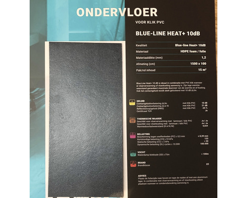 Blue-Line Heat 10dB ondervloer voor klik-pvc, 15 vierkante meter