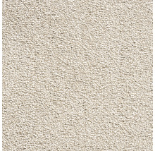 Close-up van een beige tapijt met dichte textuur.