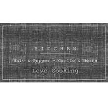 Keukenmotief met de inscripties Keuken, Zout & Peper, Knoflook & Kruiden, Liefde voor koken