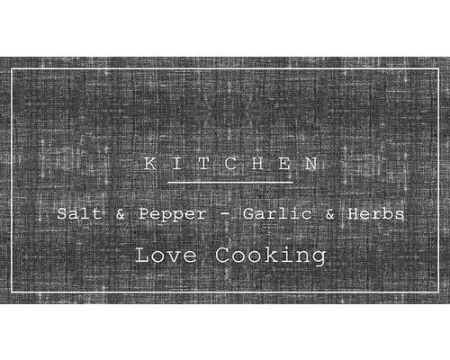 Keukenmotief met de inscripties Keuken, Zout & Peper, Knoflook & Kruiden, Liefde voor koken