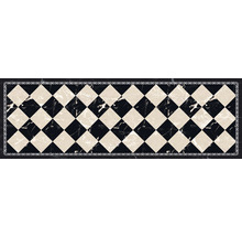 Rechthoekig tapijt met schaakbordpatroon en decoratieve rand