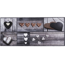 Deurmat met hartmotieven op houtlook
