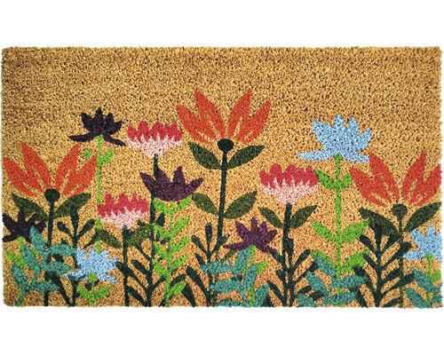 Kokosvezel deurmat met bloemmotief