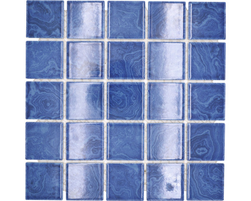 Vierkante mozaïektegel met blauw marmerlook
