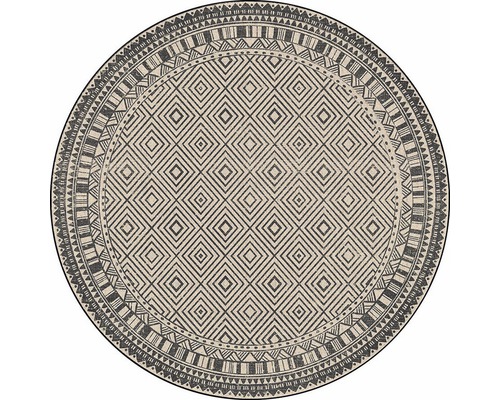 Rond vloerkleed met ruitpatroon en rand