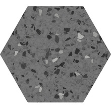 Zeshoekige tegel met terrazzo-look