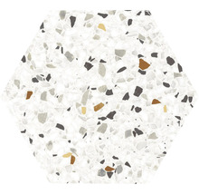 Zeshoekige tegel met terrazzo patroon