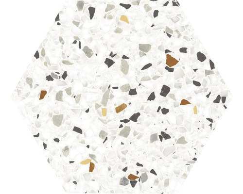 Zeshoekige tegel met terrazzo patroon