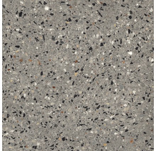 Close-up van een vloertegel met een terrazzo patroon