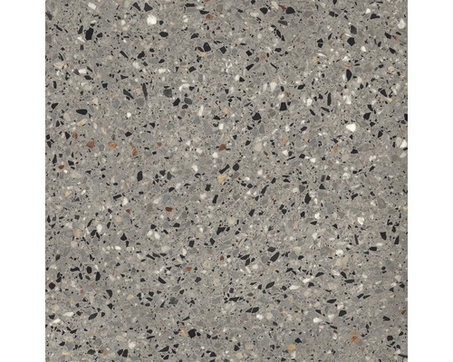 Close-up van een vloertegel met een terrazzo patroon