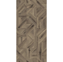 Houten vloerbedekking met geometrisch patroon