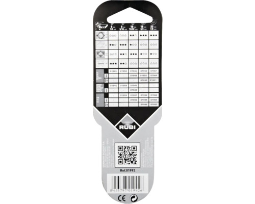 Rubi-logo op de verpakking met de productspecificaties