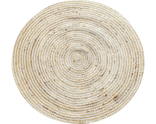 Rond vloerkleed van jute en textiel