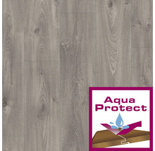 Laminaatvloer met houtstructuur en het symbool Aqua Protect