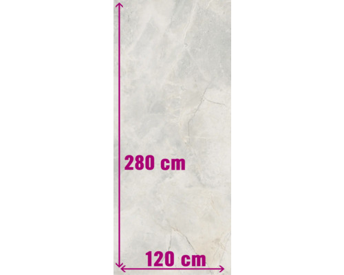 Tegel met afmetingen van 280 cm bij 120 cm.