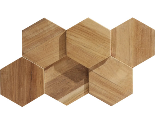 Zeshoekige houten wandtegels