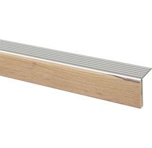 Trapprofiel van hout met zilverkleurige antisliprand
