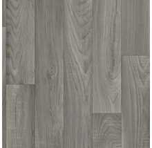 Close-up van grijze vinylvloer met houtlook.