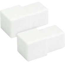 Twee witte kabelgooteindstukken