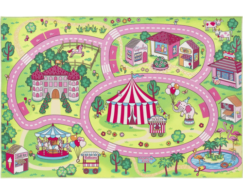 Speelkleed met straten, circus, kasteel en winkels