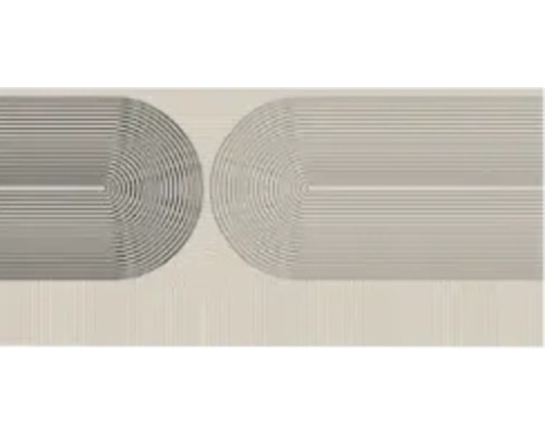 Abstracte muurafbeelding met horizontale lijnen en halve cirkels