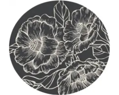 Rond tapijt met bloemmotief
