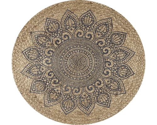 Rond vloerkleed van jute met decoratief patroon