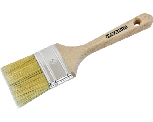 Platte kwast met houten handvat en Hornbach-logo